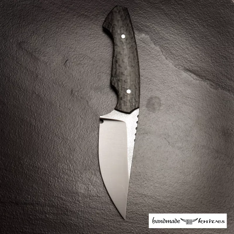 Steffen Bender Custom small EDC Bowie made of SB1 steel with carbon and yellow liner incl. Kydex