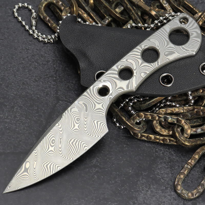 Prototyp - SK09 Naked - Damast Auspicious mit Kydex - Ätzfehler