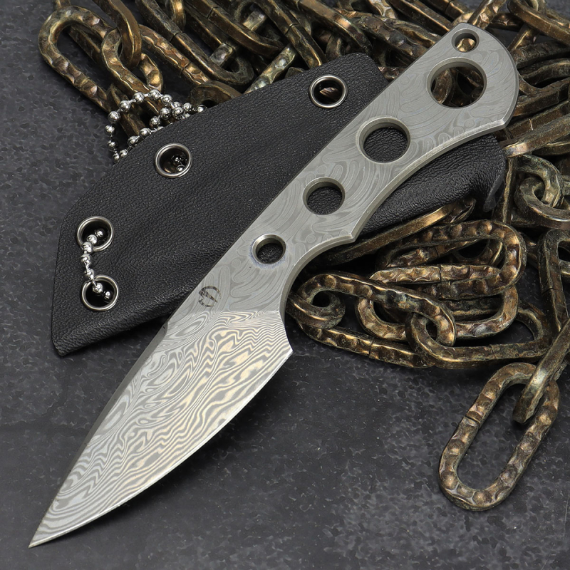 Prototyp - SK09 Naked - Damast Twisted Star mit Kydex - Ätzfehler