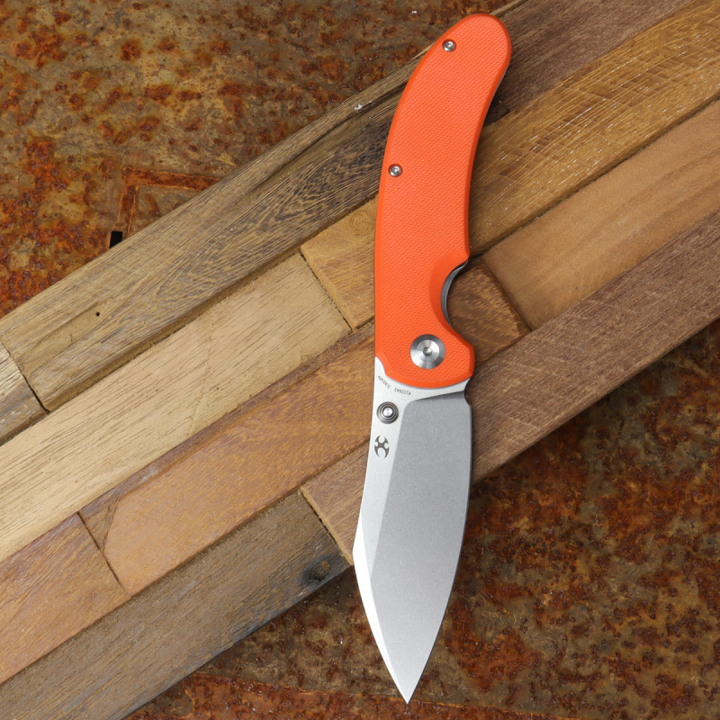 Kansept Nesstreet knife with S35VN steel G10 orange stonewashed