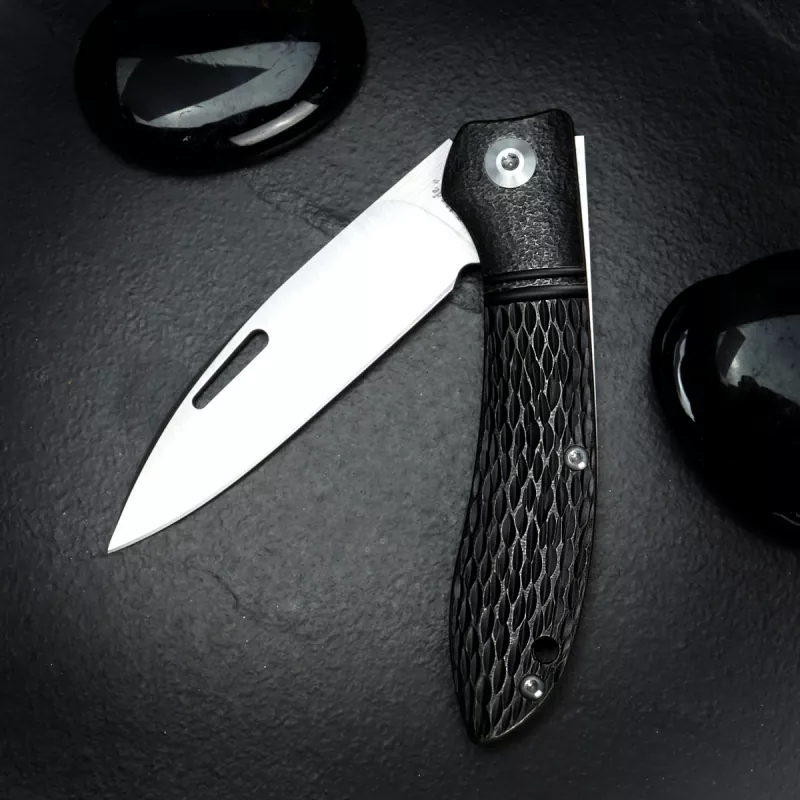 J.E. Made Knives | Phoenix Hand Engraved | S35VN steel | Titanium handle | Slipjoint knife + leather pouch
