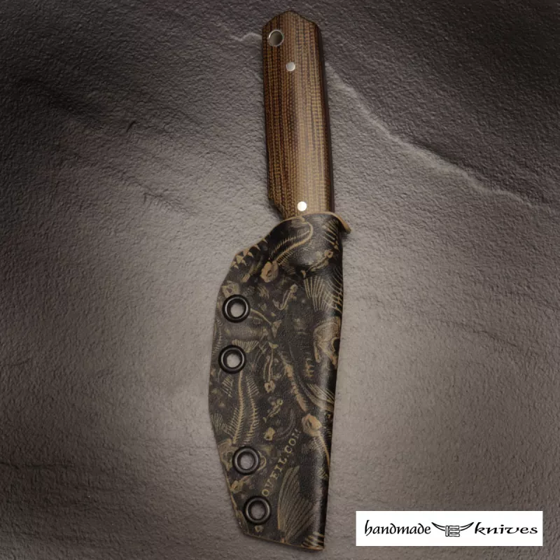 Steffen Bender Custom EDC Knife M390 Steel Canvas Micarta Brown + MDK Kydex and Original
