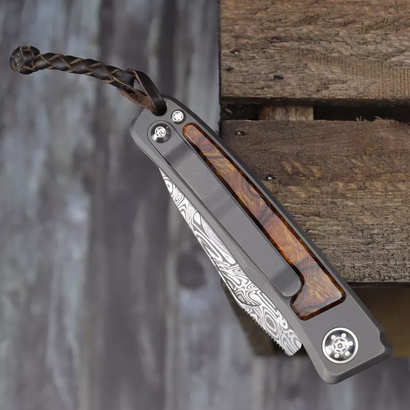 Rinkhals - Arno Bernard Knives - Damaststeel Titanium Slipjoint Pocket Knife with Ironwood - For the first time!