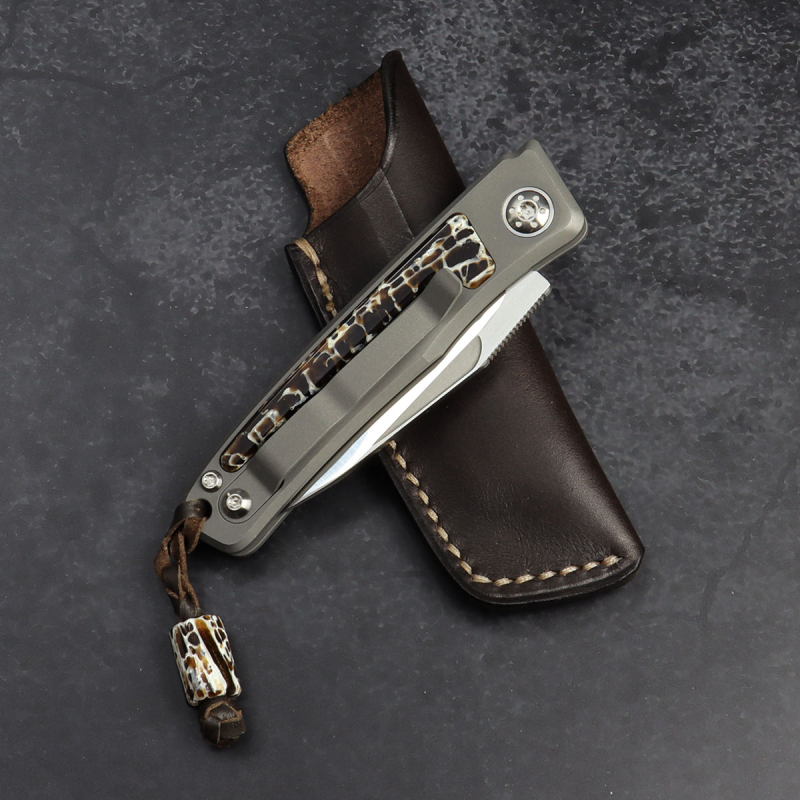 24-067 Rinkhals - Arno Bernard Knives - Slipjoint titanium pocket knife RWL34 with kudu bone brown - Kopie