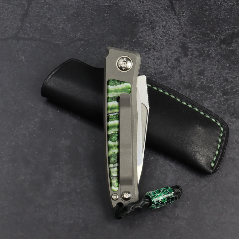 24-059 Rinkhals - Arno Bernard Knives - RWL 34 titanium slipjoint pocket knife with mammoth molar green