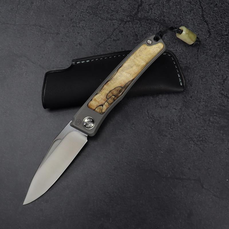 Rare - Arno Bernard Knives Rinkhals | Fuller | Burl horn | Titanium pocket knife RWL34 Half stop 24/155