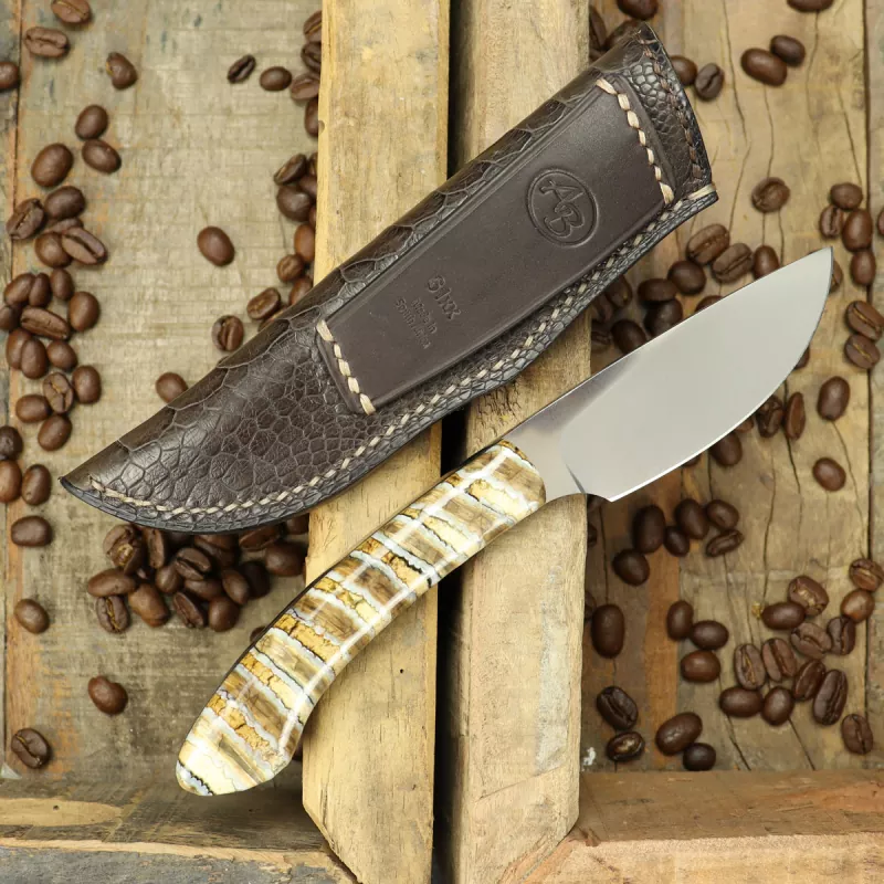Arno Bernard Knives Sable handy hunting knife / skinner with mammoth molar handle
