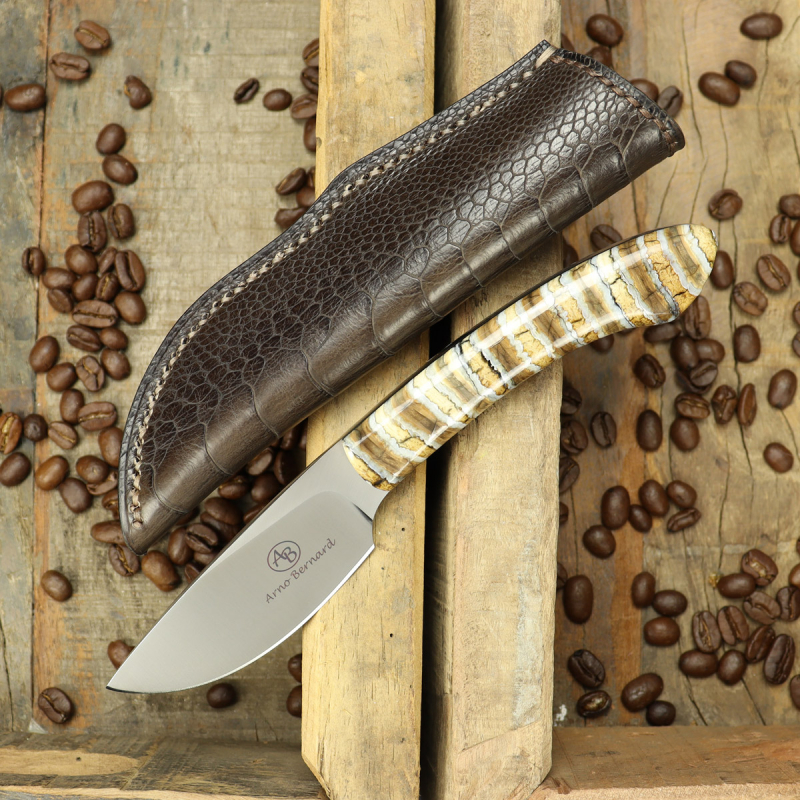 Arno Bernard Knives Sable handliches Jagdmesser / Skinner mit Griff aus Mammutbackenzahn