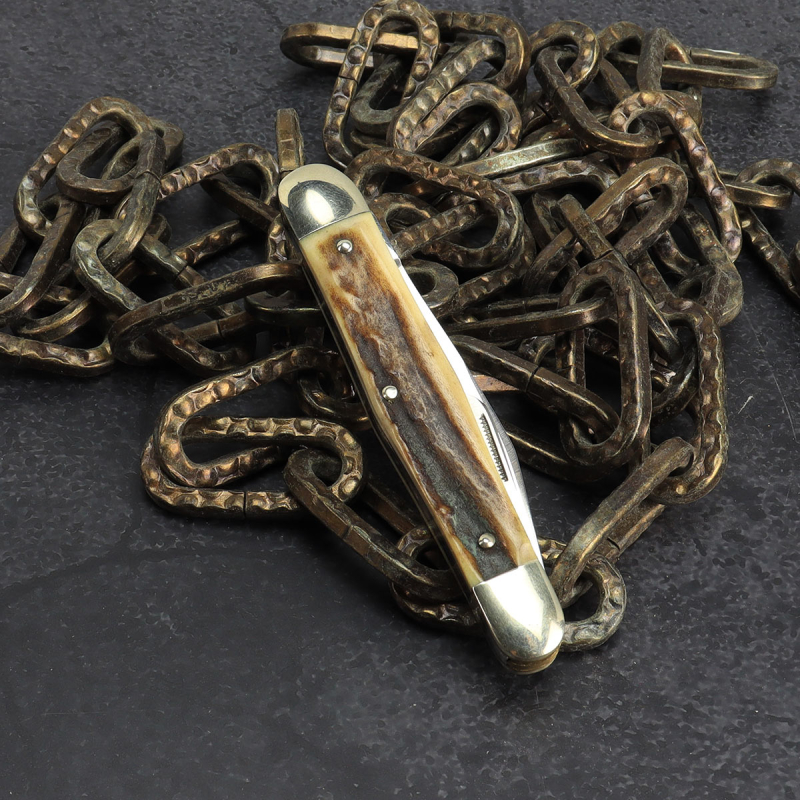 Altes Carl Schlieper "Eye Brand" Whittler Taschenmesser mit Hirschhorn