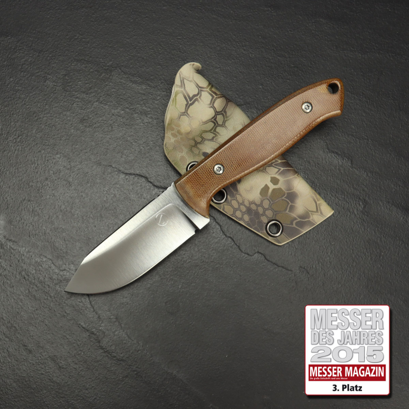 MDK - SK01 EDC knife Micarta golden brown incl. MDK Kydex sheath Highlander SB1+ steel