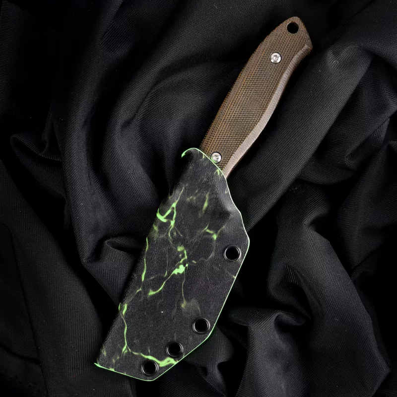SK01 EDC knife micarta olive with MDK Kydex sheath Aqua Zombie SB1+ steel made my Schanz