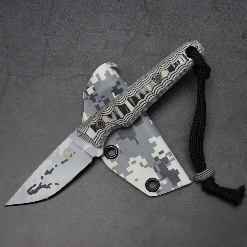 SALE - SK07 EDC Camo coated micarta black/white screwed handle MDK Kydex