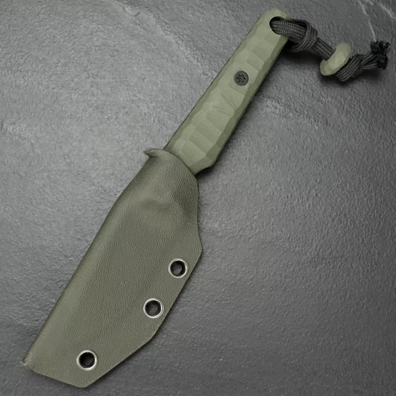 SK07-​EDC knife Ceracote olive SB1 and MDK Kydex in Nato green removable handle G10 olive