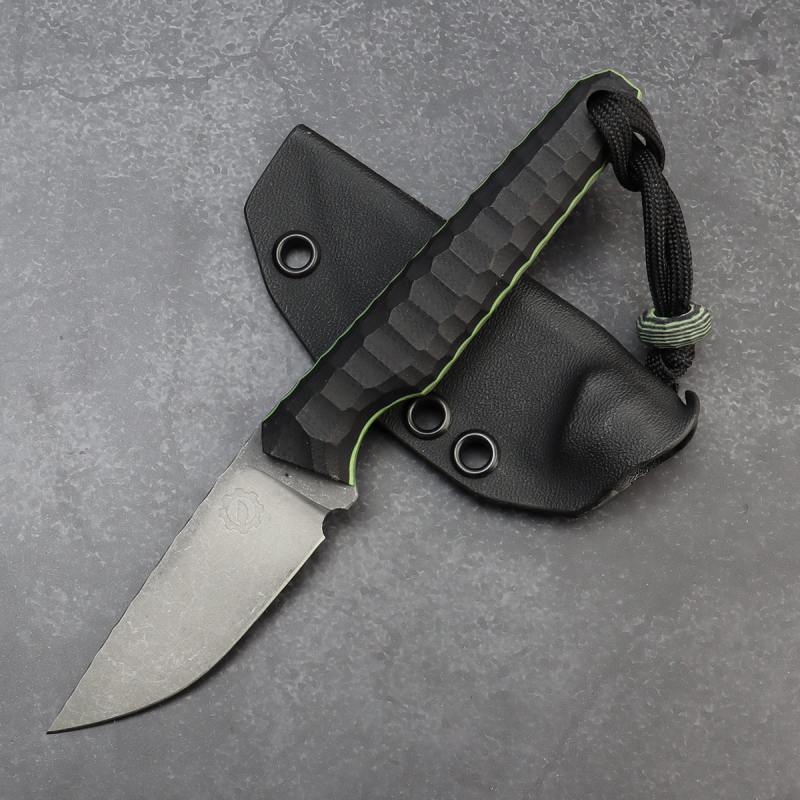 SALE - SK07-EDC special - EDC knife G10 black with green liner AEBL steel including Kydex