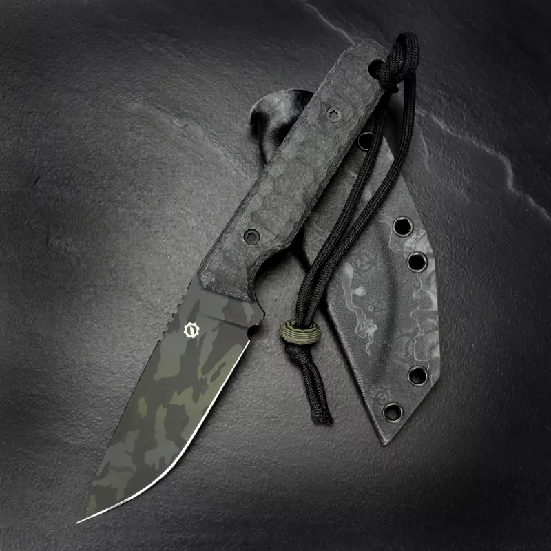 SK07 TAC Ceracote Camo SB1 with MDK Skull Kydex and removable black Micarta handle