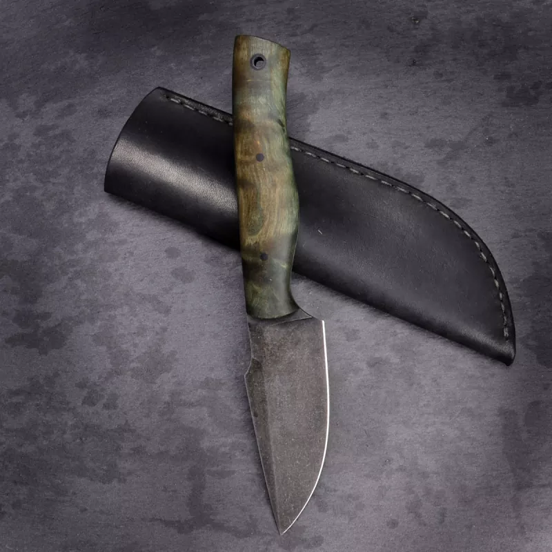 Custom SK05 Harpoon Carbonstahl 1.2419 EDC stab. Pappel mit Lederscheide produziert Heidi Blacksmith
