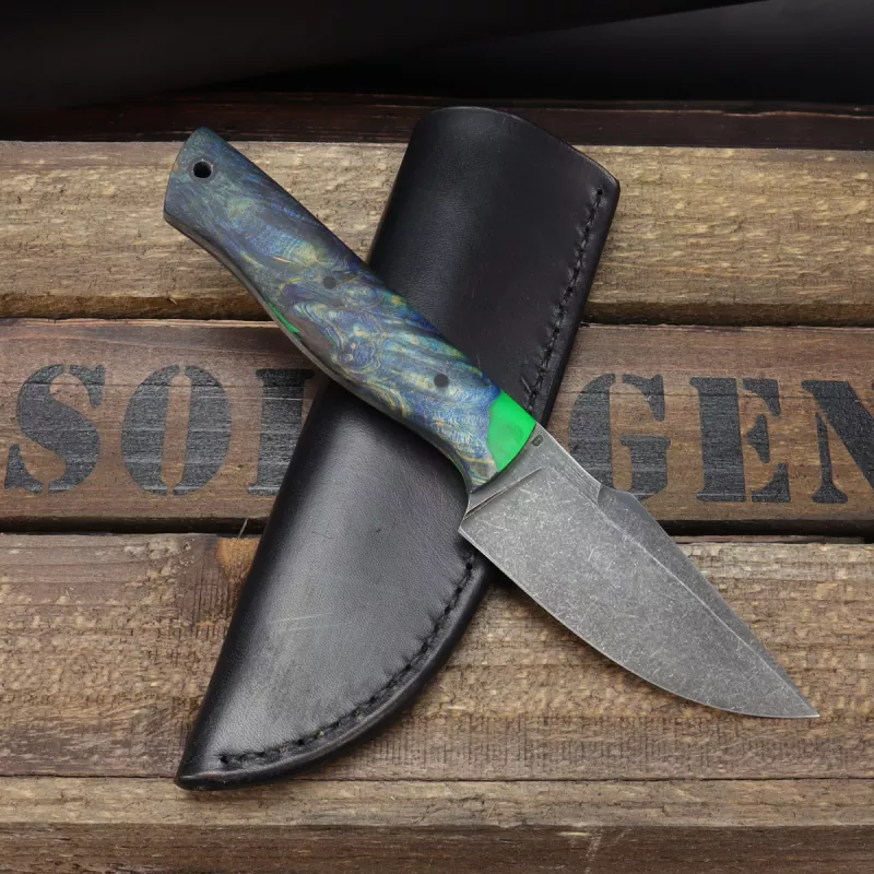 SK05 Harpoon Carbonstahl 1.2419 EDC Custom Messer stabilisiertes Ahorn produziert Heidi Blacksmith