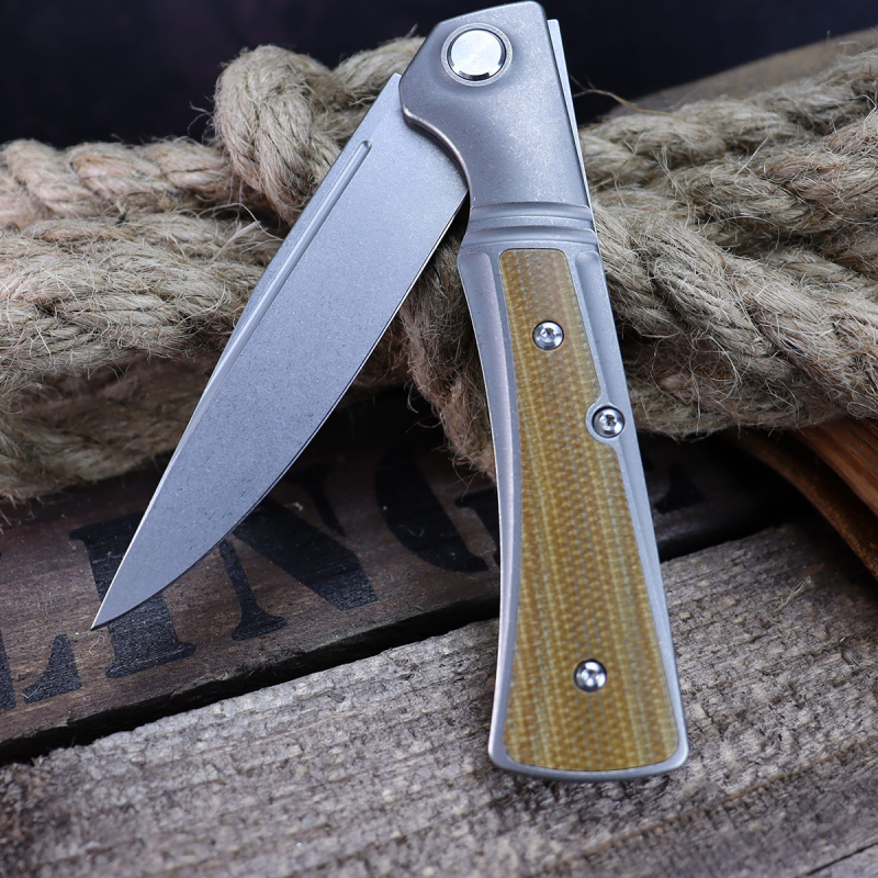 SK-X Slipjoint pocket knife - CPM20CV steel stonewashed full titanium