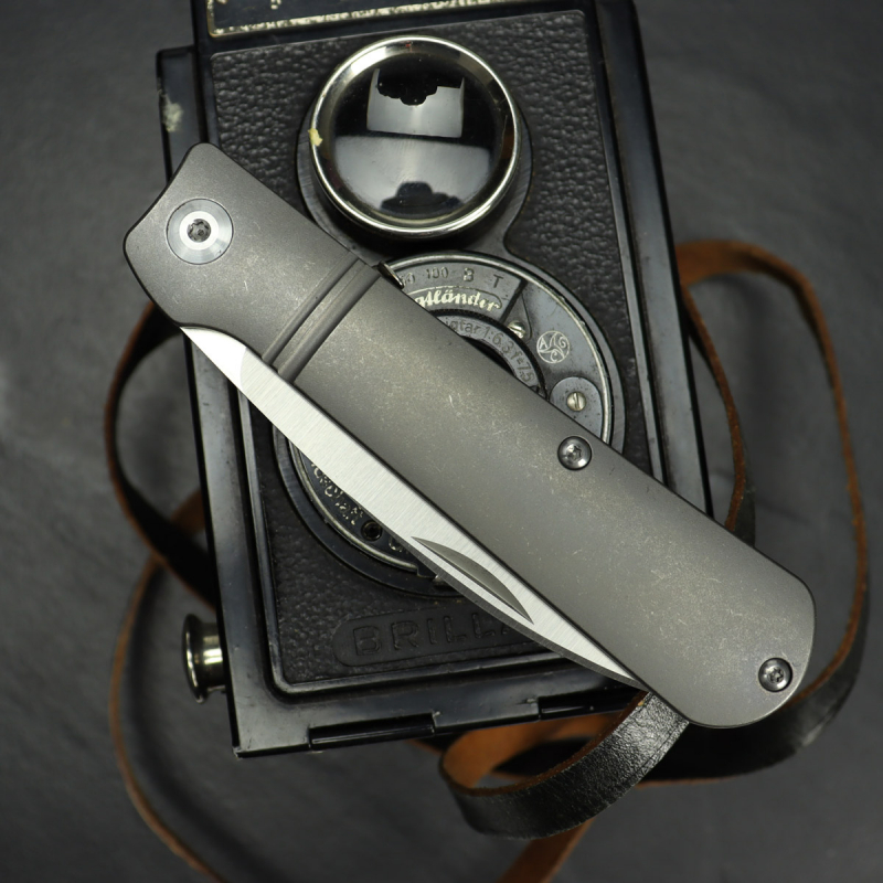 JE Made Knives - Swayback M390 Smooth Titanium Slipjoint Knife with Clip
