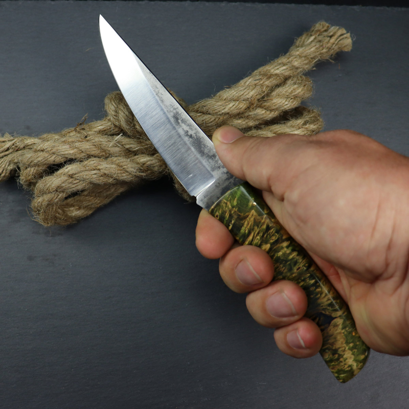 Voss Knives - Custom Messer EDC - stab. Ahorn schwarzer Liner - 80CrV2 Stahl - ohne Lederscheide