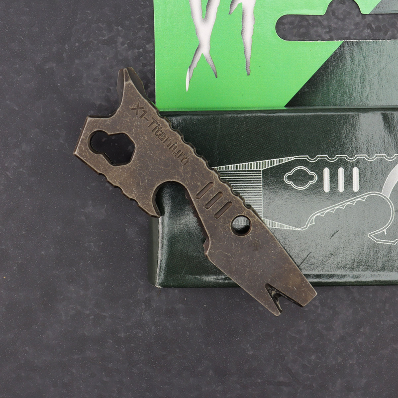 X1 - Prybar made of titanium rusty anodized - Tool keychain