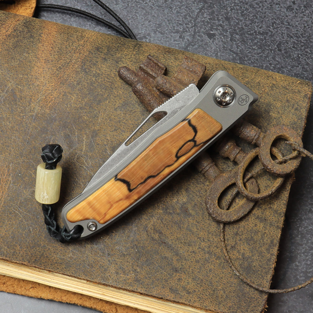 25-055 Rinkhals Maserahorn - Arno Bernard Knives - Skelettiert Slipjoint Titan Taschenmesser RWL34 stonewashed
