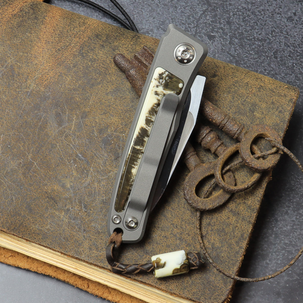 Rinkhals - Arno Bernard Knives - Slipjoint Titan Taschenmesser RWL34 mit Warzenscheinstoßzahn gefärbt 25-031
