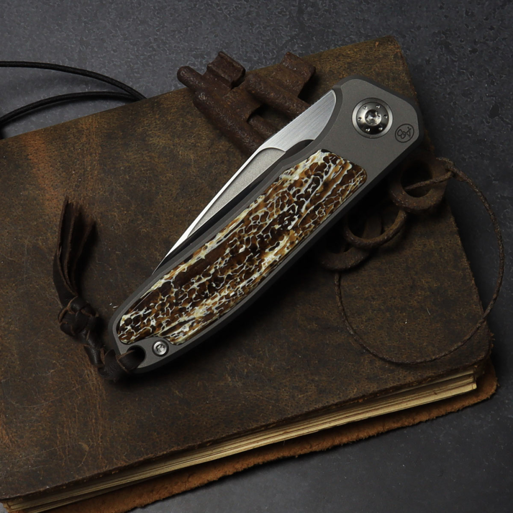 25/080 German Edition Fuller Arno Bernard Knives iMamba Kudu Knochen braun + Titangriff RWL-34 - Framelock