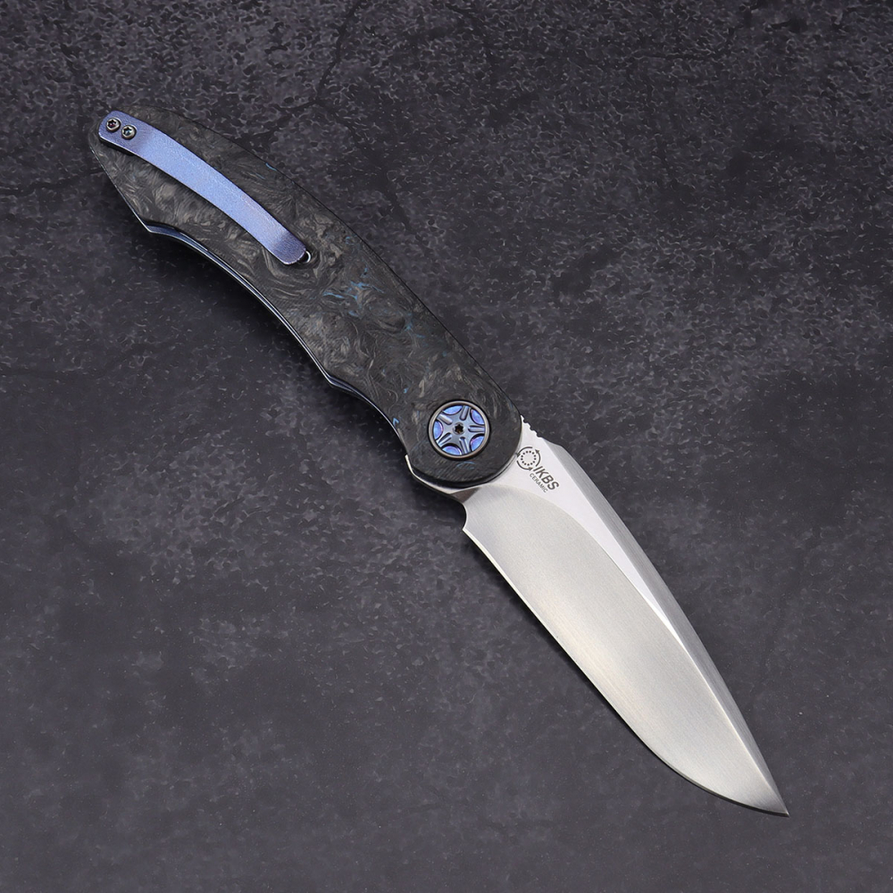 Arno Basson Messer - G8FF Messer Elmax Stahl FAT Carbon Darkmatter blue - Linerlock Folder aus südafrikanischer Herstellung