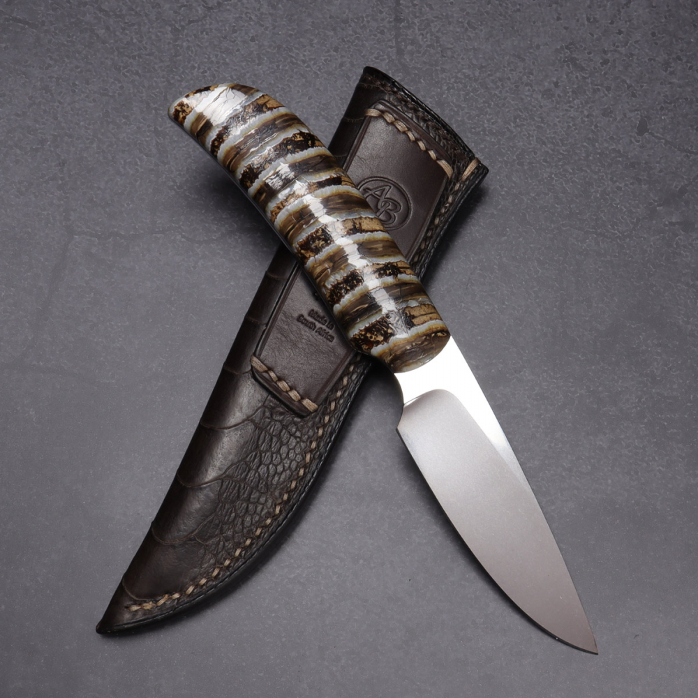 Wild Dog - Arno Bernard Knives hunting knife with mammoth molar and leather sheath