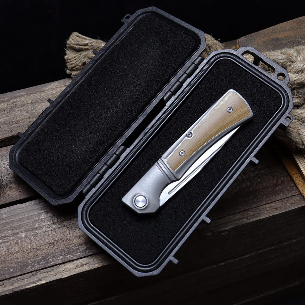 SK-X Slipjoint pocket knife - CPM20CV steel satin Handfinish full titanium bronze anodized
