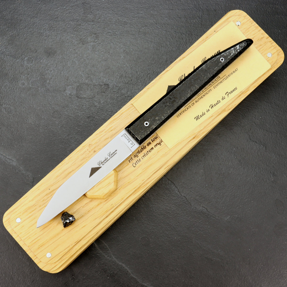 Abverkauf - Charles Canon Slipjoint Taschenmesser aus Frankreich mit Griff aus echter Kohle poliert
