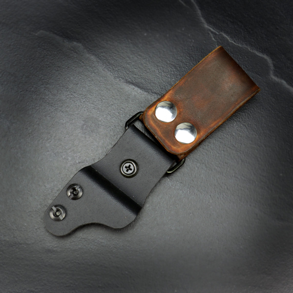 Kydex belt adapter / dangler with leather straps and snaps Vertical movement