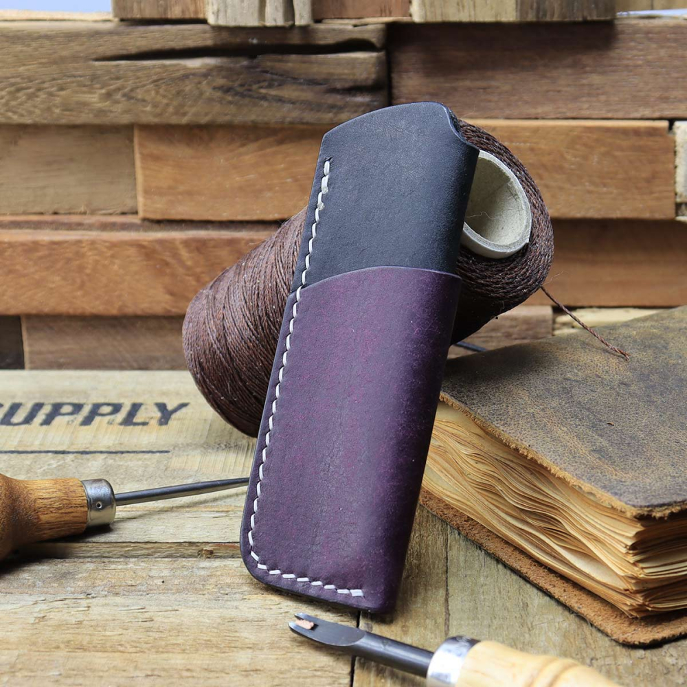 Handmade Leather Sheath Combo Black/Purple for SK-X and X1 Tool - de.leather