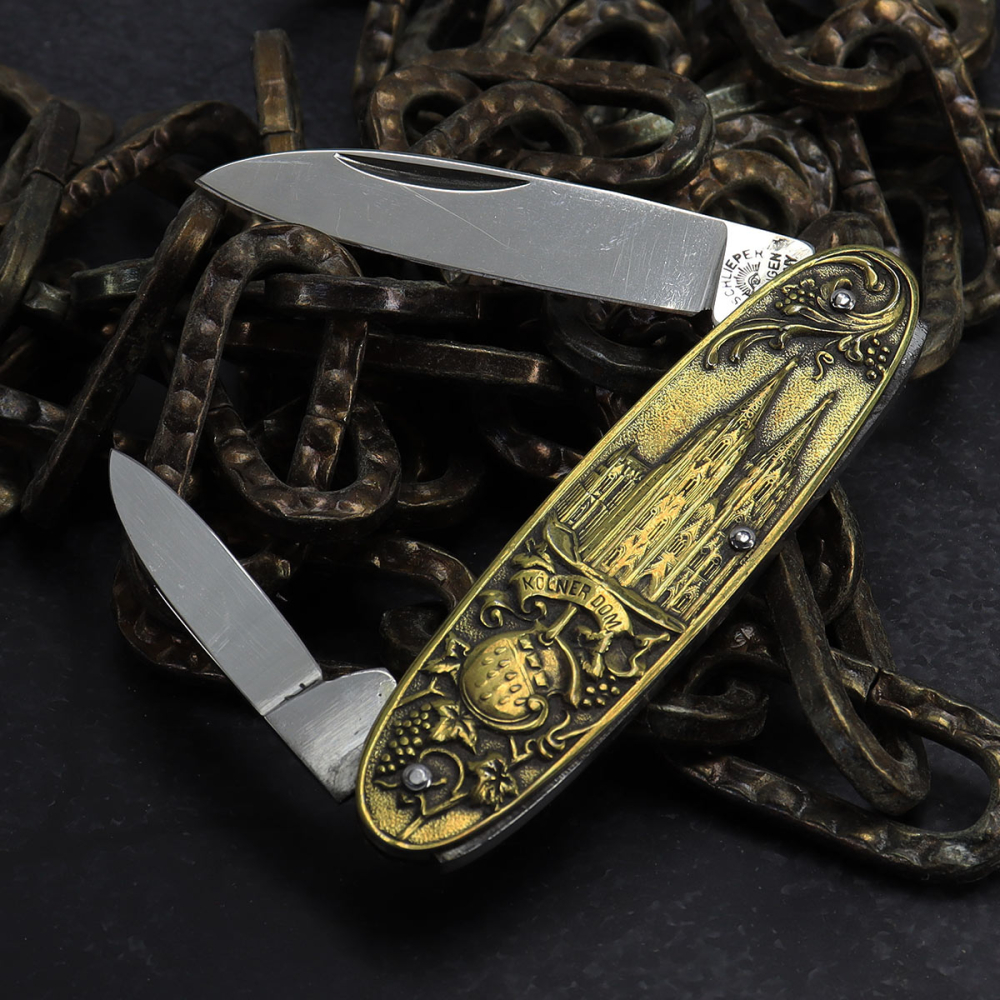 Absolut Selten - Schlieper Taschenmesser aus Solingen mit Prägeschalung "Kölner Dom"