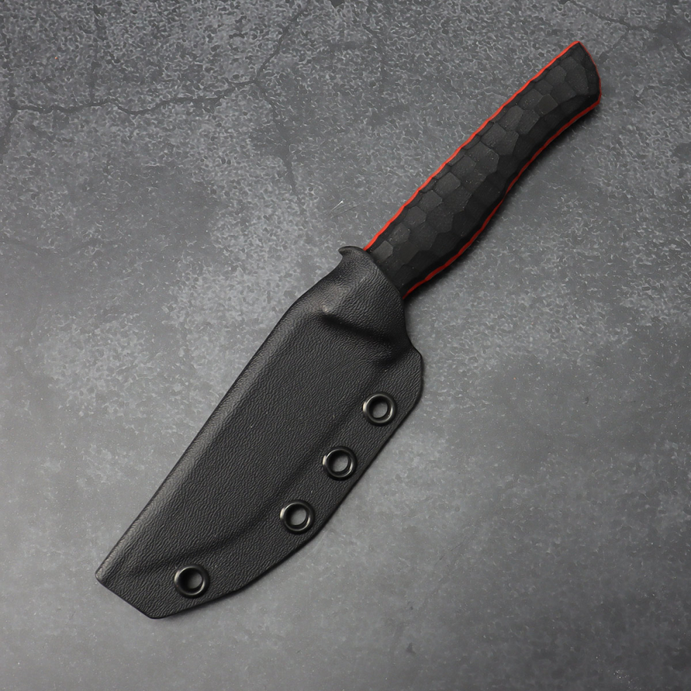 SALE - Forge Works knife SB1 stonewashed G10 black with red liner Tantostyle