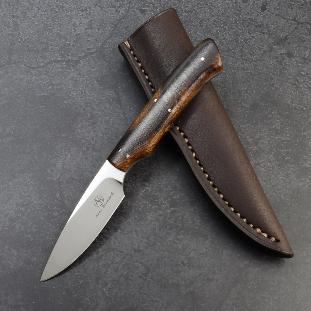 Galago Ironwood - Arno Bernard Knives small EDC knife with N690 steel and leather sheath