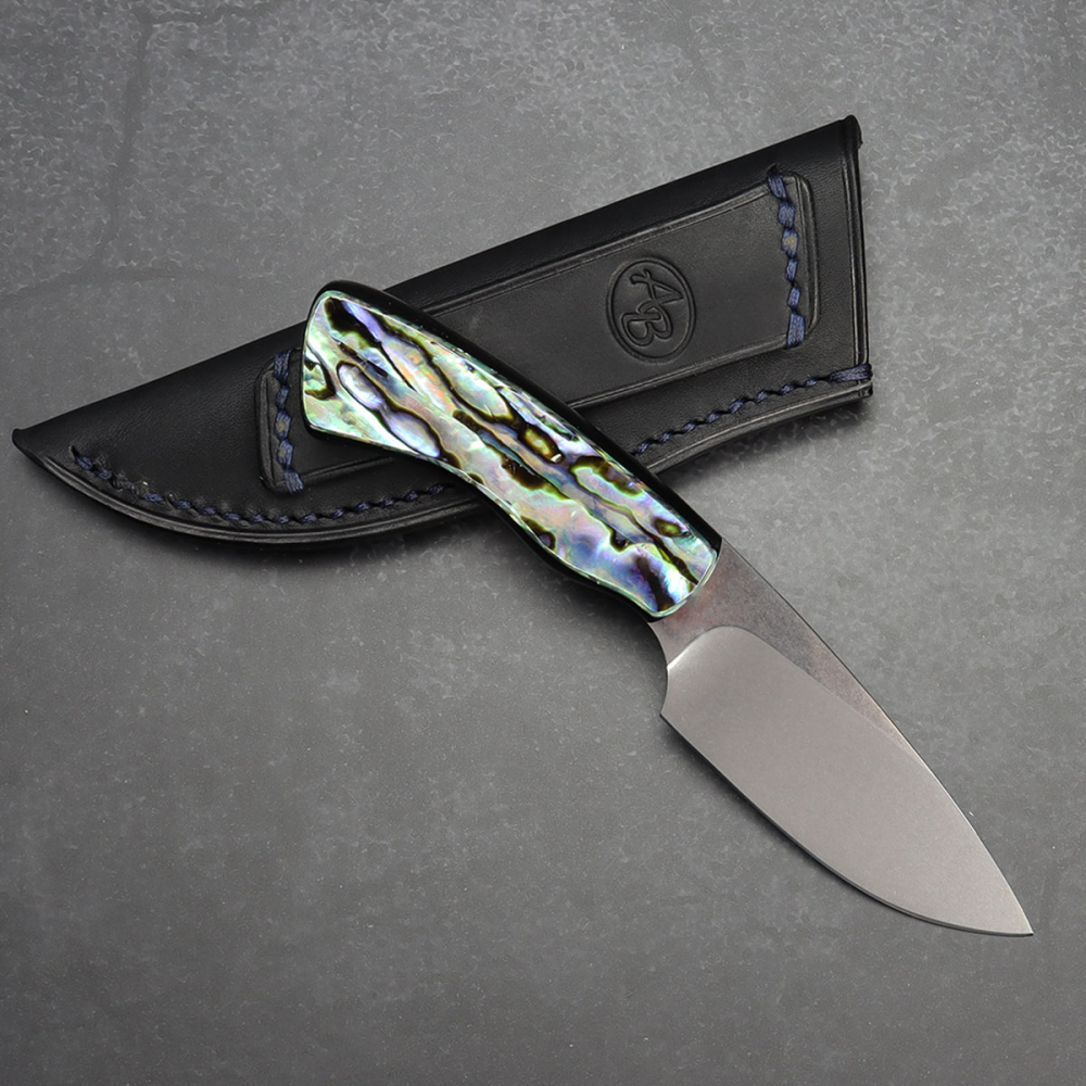 Erstmalig Gecko von Arno Bernard Knives mit Abalone N690 Stahl EDC Messer mit Lederscheide