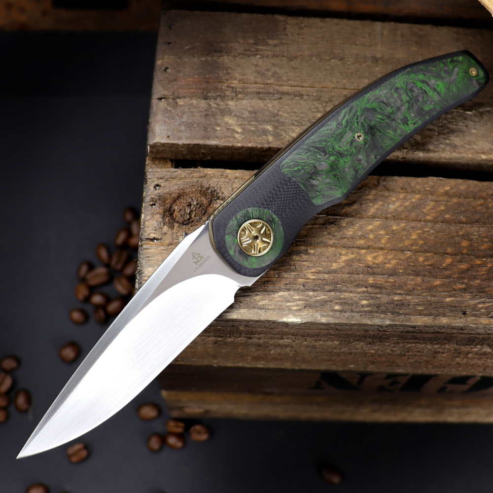 Arno Basson - G3FF Messer Elmax Stahl G10 mit FAT Carbon Inlay grün - Folder aus südafrikanischer Herstellung