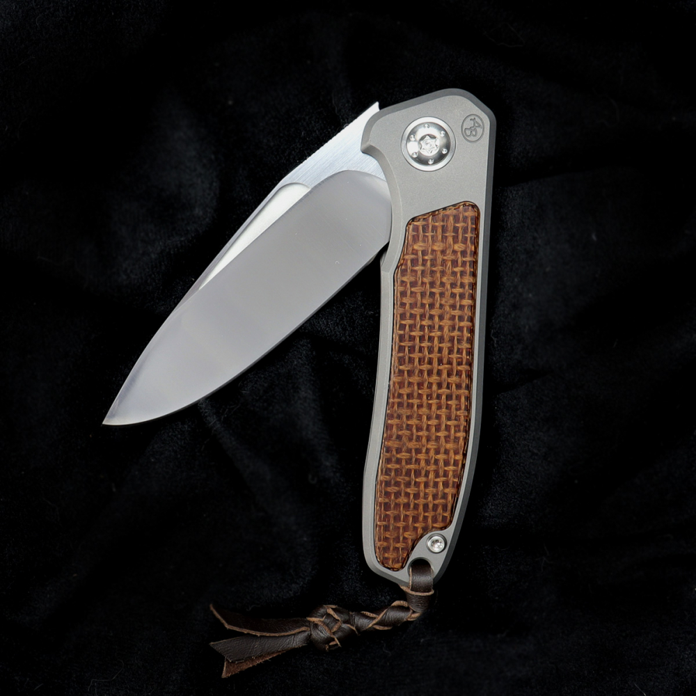 German Edition Fuller iMamba Arno Bernard Knives Burlap Micarta + titanium handle RWL-34 - Framelock