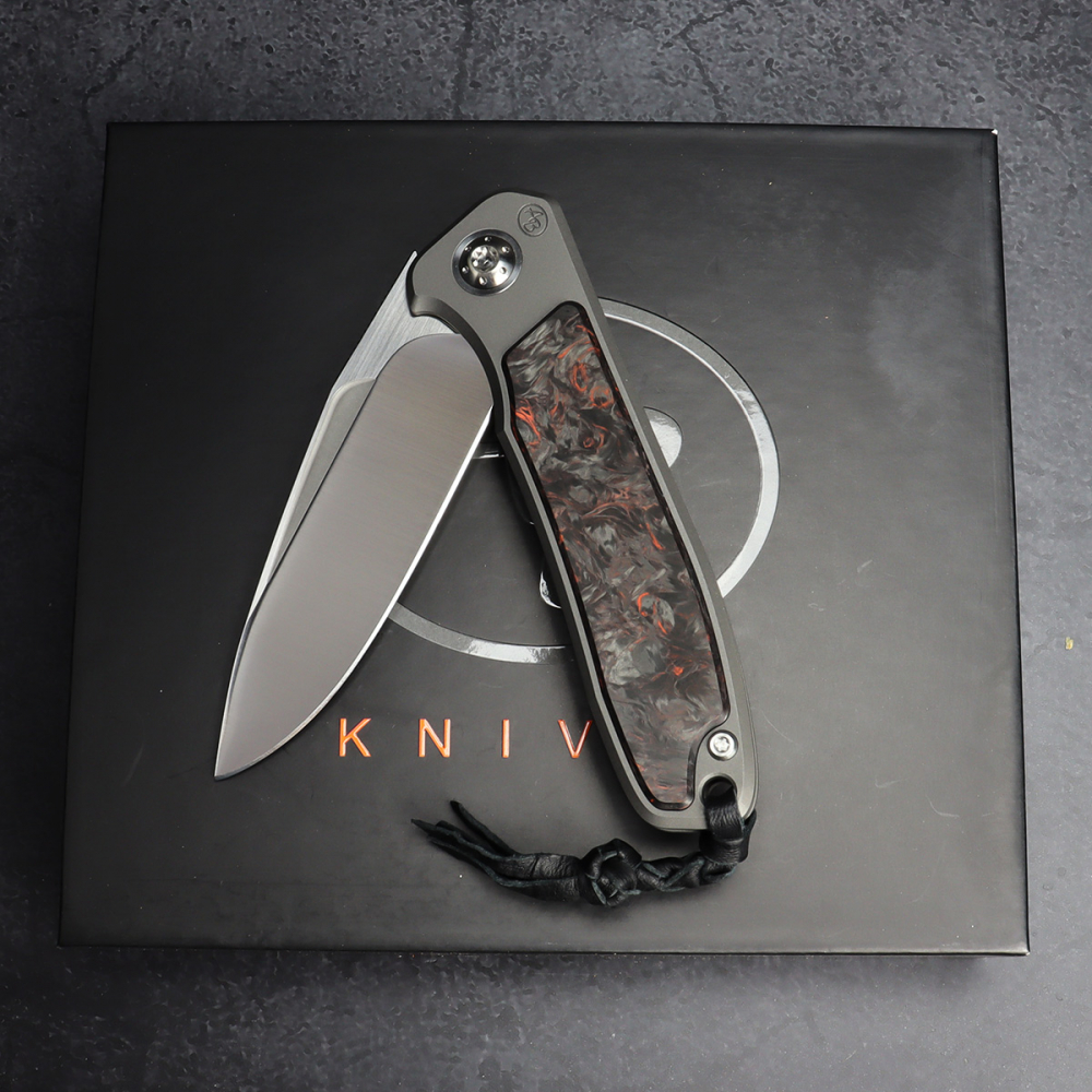 iMamba Folder Knife Arno Bernard Knives | Fuller | FAT Carbon Darkmatter | Titanium handle RWL-34 | Washer