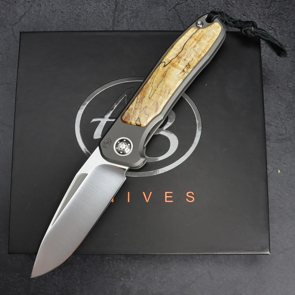 iMamba Folder Knife Arno Bernard Knives | Fuller | Burl Maple | Titanium Handle RWL-34 | Washer German Edition - 24/505