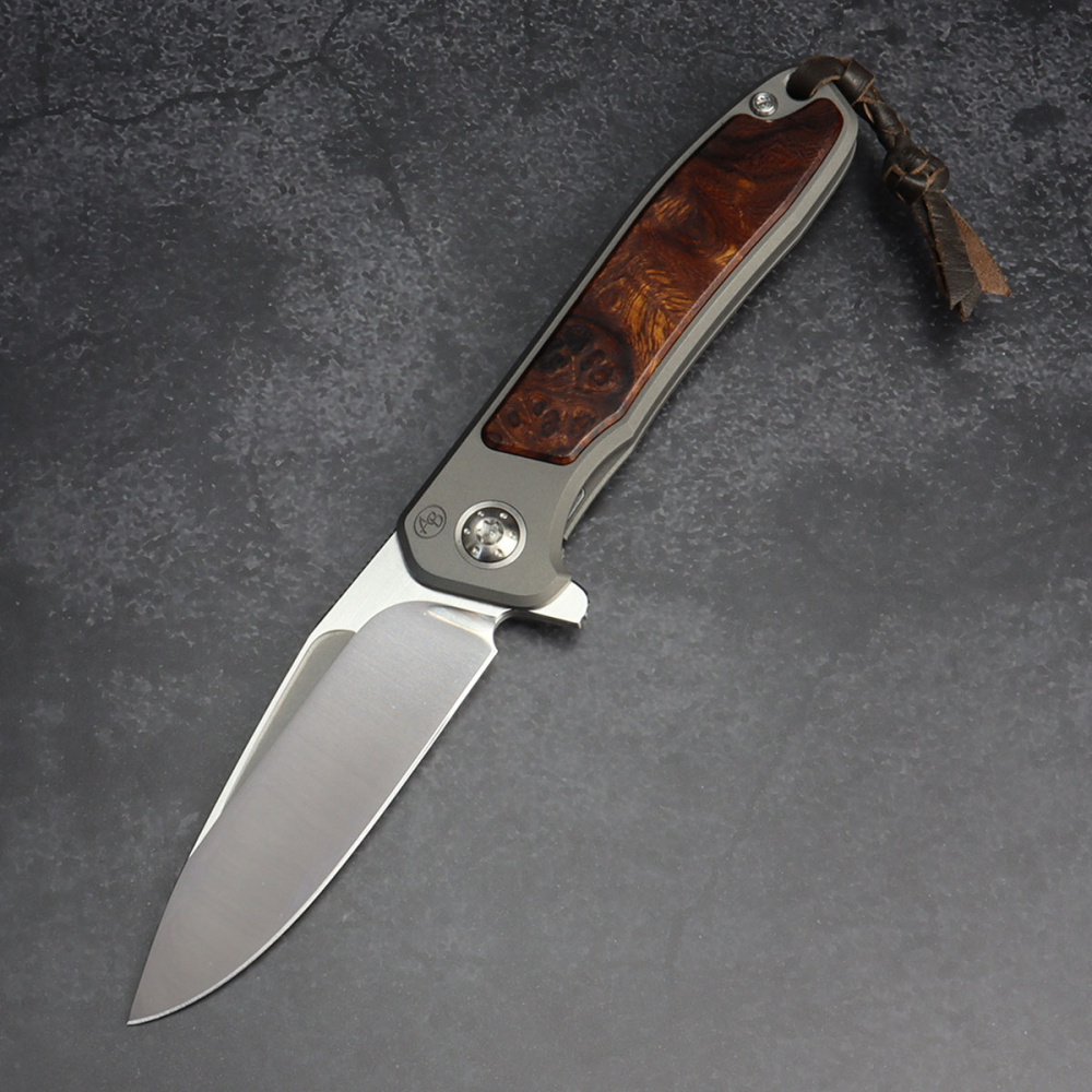 24-082 Folder - iMamba Arno Bernard Knives Ironwood + Titangriff RWL-34 - Framelock Messer