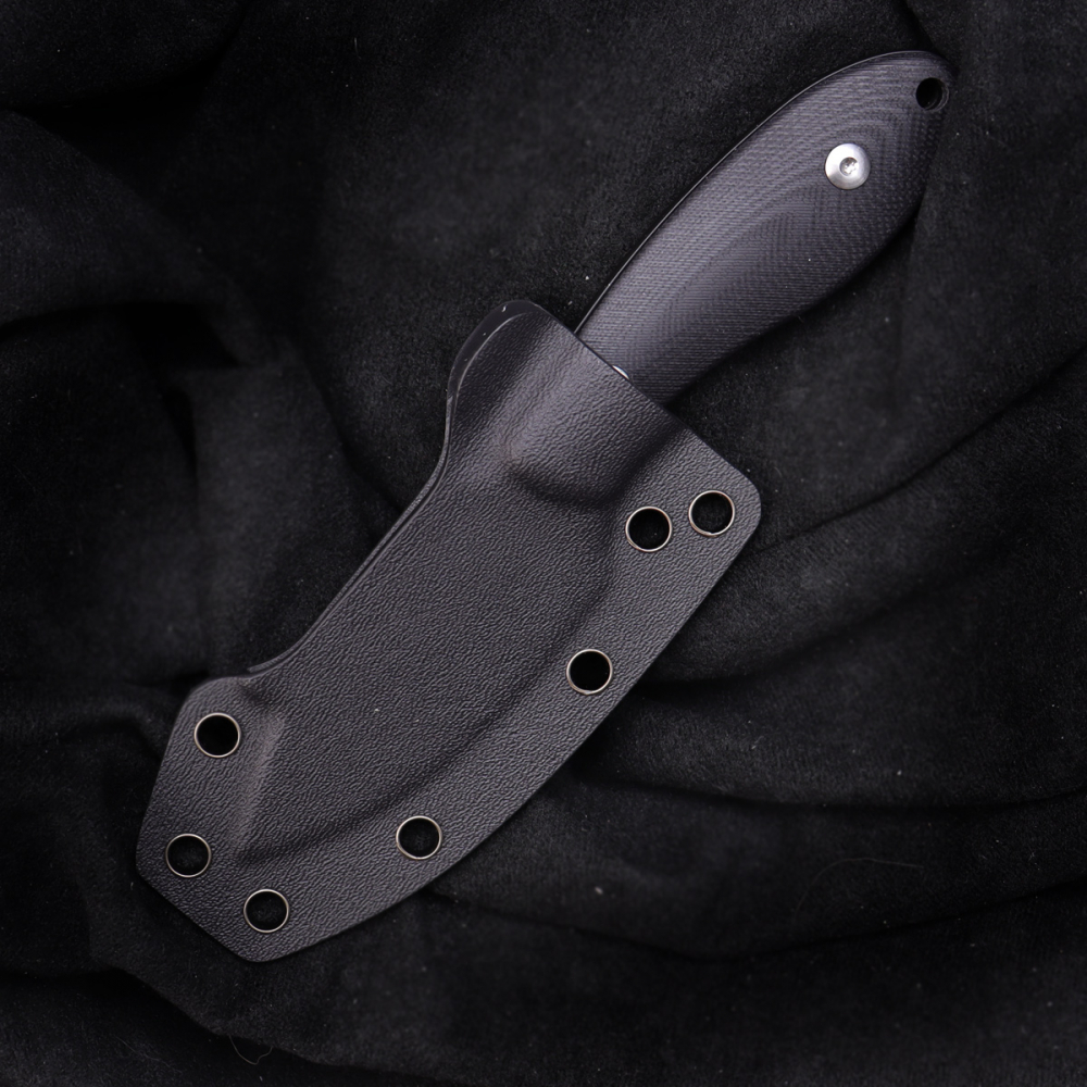 JE made knives Mini-Q Sandvik 12C27 All black - G10 schwarz