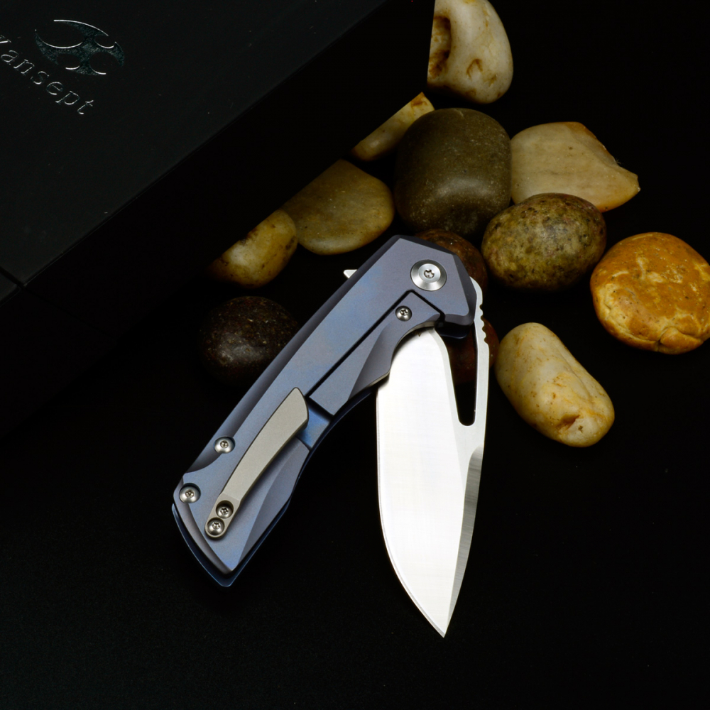 Kansept Messer Kryo Mini | Titan Framelock blau anodisiert | Stahl CPM-S35VN | mit Flipper