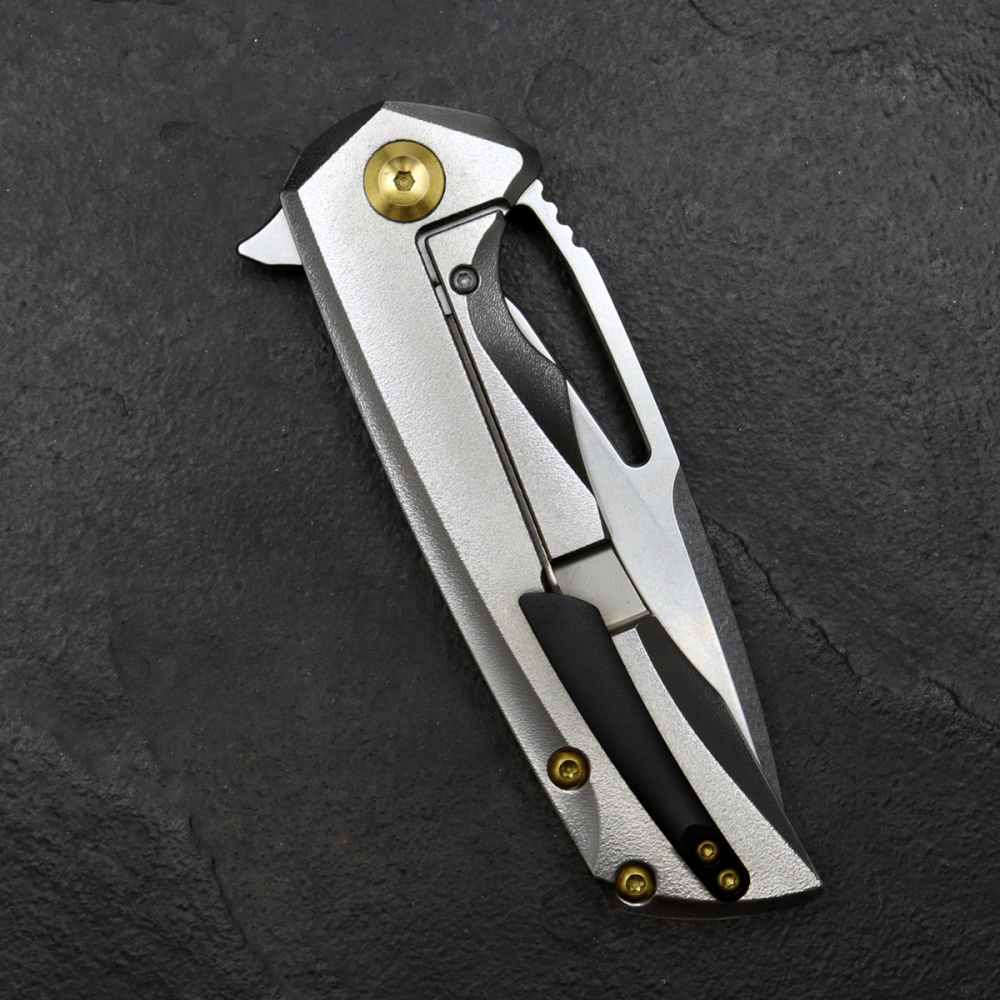 Kansept Kryo Titan knife "orange peel" with CPM S35VN steel and exchangeable clip