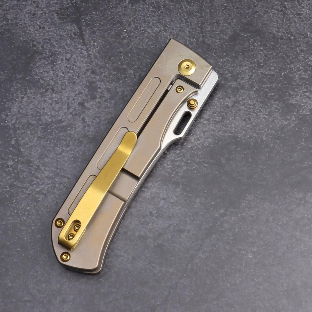 Kansept Knives Reedus knife titanium bronze anodized CPM-S35VN Framelock Straight with clip