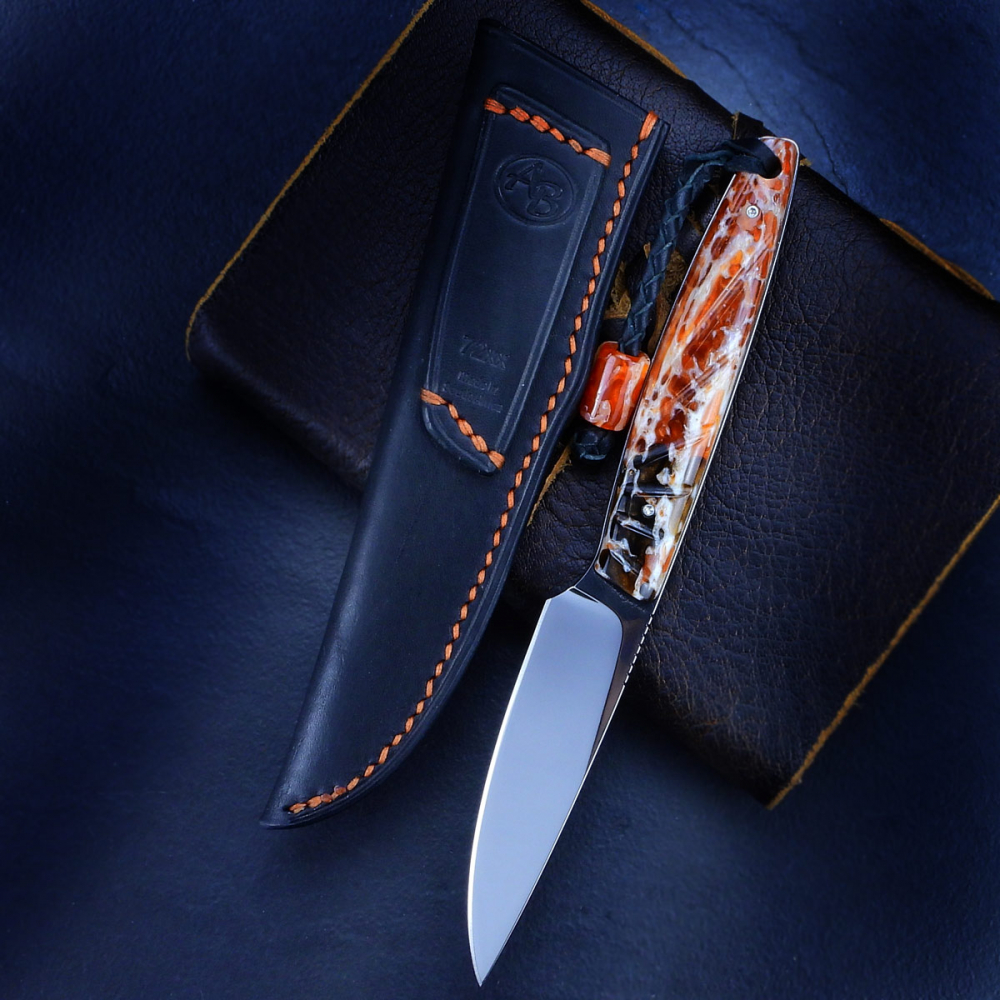 Bateleur - Arno Bernard Knives - EDC Messer N690 mit Kudu Knochengriff und Lederscheide