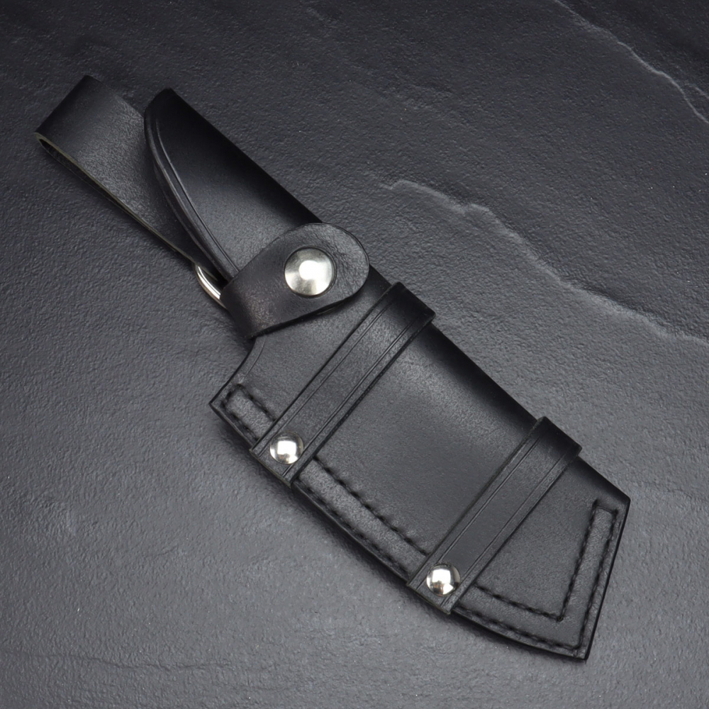 Handgefertigte Lederscheide schwarz Rechtshänder für unser SK04 Messer