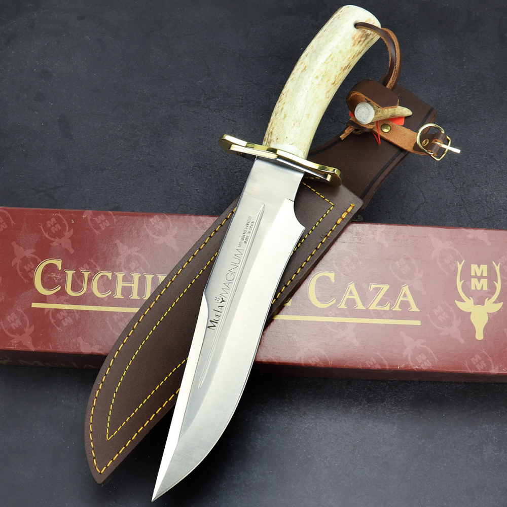 Muela Magnum 12-A Hirschhorn Bowiemesser hochwertige Lederscheide